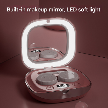 Pink Portable Ultrasonic Contact Lens Cleaner - Automatic Electric Cleaning Case with LED Makeup Mirror, USB Rechargeable for Travel & Home Tristar Online