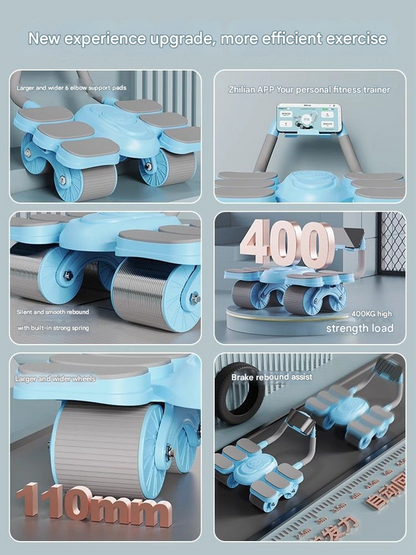 Blue Six-Elbow Four-Wheel Automatic Rebound Abdominal Wheel - Home Fitness Equipment for Toning Abs and Building Core Strength Tristar Online