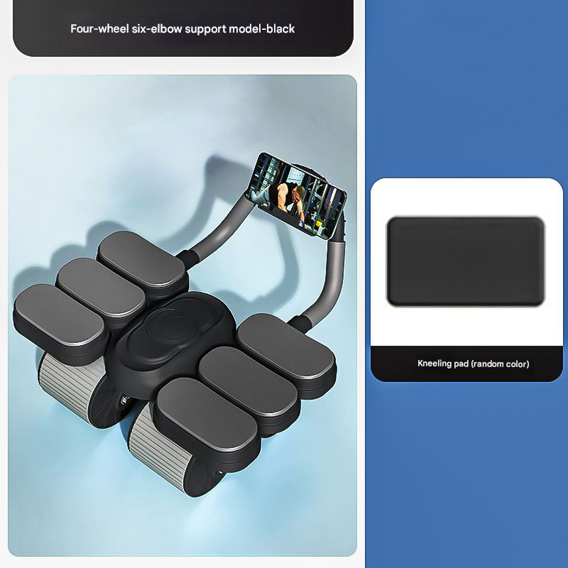 Black Six-Elbow Four-Wheel Automatic Rebound Abdominal Wheel - Home Fitness Equipment for Toning Abs and Building Core Strength Tristar Online