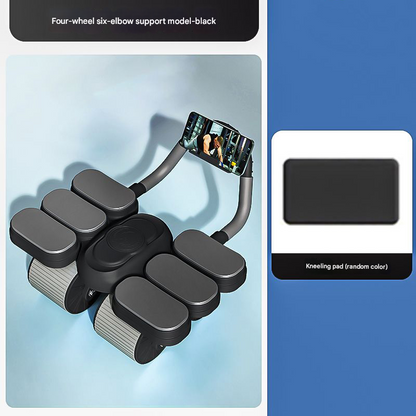 Black Six-Elbow Four-Wheel Automatic Rebound Abdominal Wheel - Home Fitness Equipment for Toning Abs and Building Core Strength Tristar Online