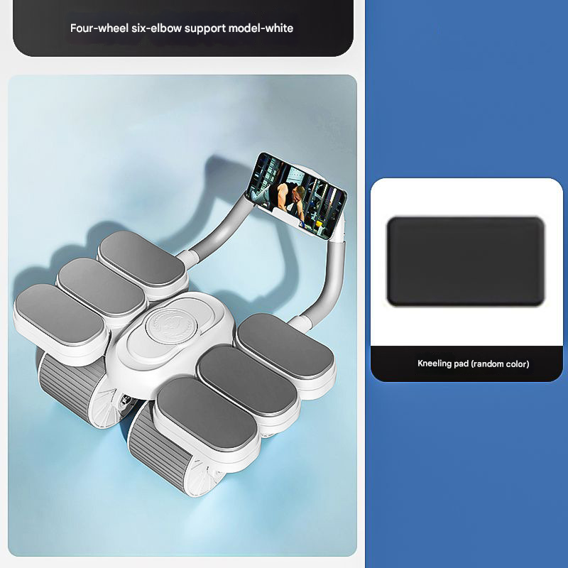 White Six-Elbow Four-Wheel Automatic Rebound Abdominal Wheel - Home Fitness Equipment for Toning Abs and Building Core Strength Tristar Online