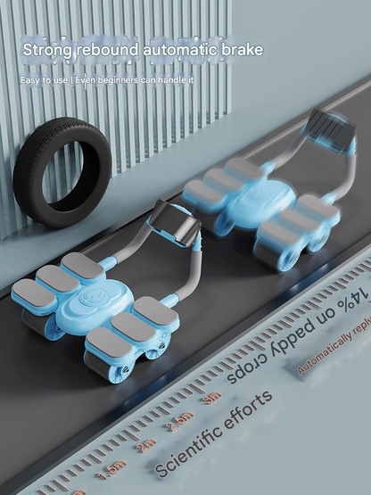 White Six-Elbow Four-Wheel Automatic Rebound Abdominal Wheel - Home Fitness Equipment for Toning Abs and Building Core Strength Tristar Online