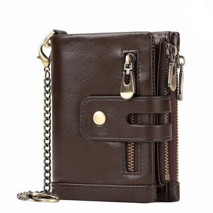 Coffee Genuine Leather Men's RFID Blocking Wallet - High Capacity Trifold with Zipper Coin Pocket Tristar Online