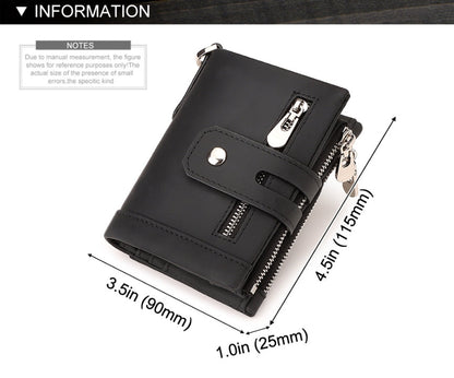 Coffee Genuine Leather Men's RFID Blocking Wallet - High Capacity Trifold with Zipper Coin Pocket Tristar Online