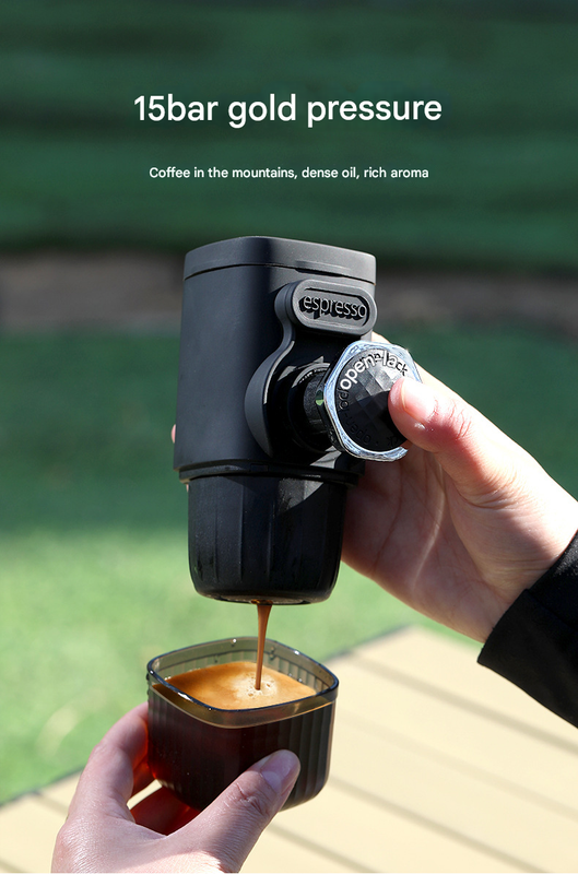 Black Portable Hand Press Espresso Machine - Compatible with Espresso Capsules and Ground Coffee for Home, Travel, and Outdoor Use Tristar Online