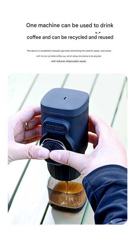 Black Portable Hand Press Espresso Machine - Compatible with Espresso Capsules and Ground Coffee for Home, Travel, and Outdoor Use Tristar Online