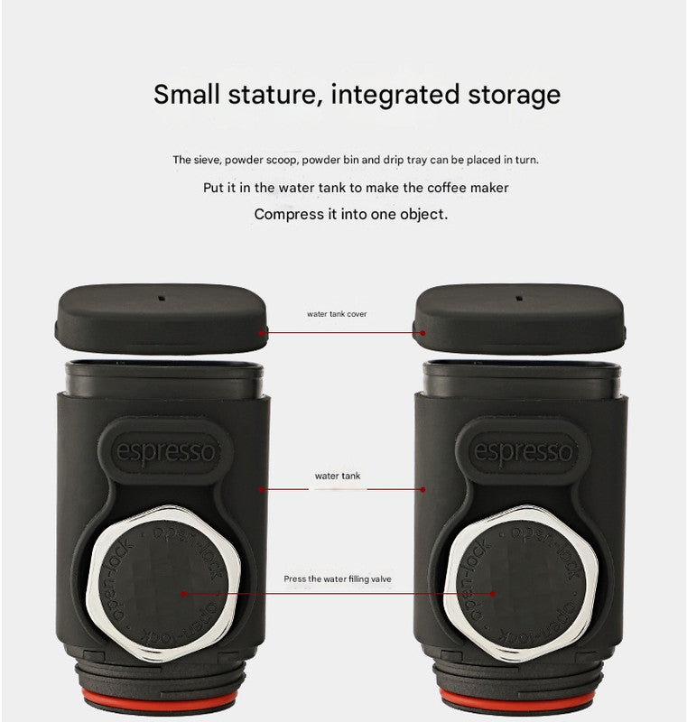 Black Portable Hand Press Espresso Machine - Compatible with Espresso Capsules and Ground Coffee for Home, Travel, and Outdoor Use Tristar Online