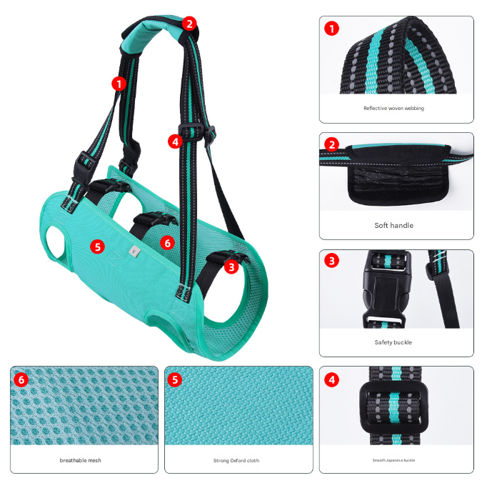 Green Pet Support Harness for Senior and Disabled Dogs - Adjustable Chest and Back Support Leash(Size L) Tristar Online