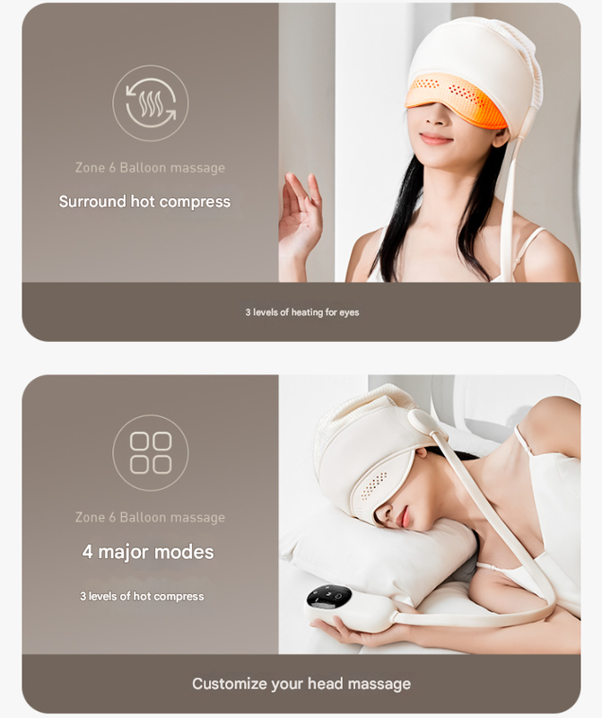 Capless Version Electric Head Massage Hat with Inflatable Airbags - 6-Zone Scalp Therapy for Relaxation and Sleep Aid Tristar Online