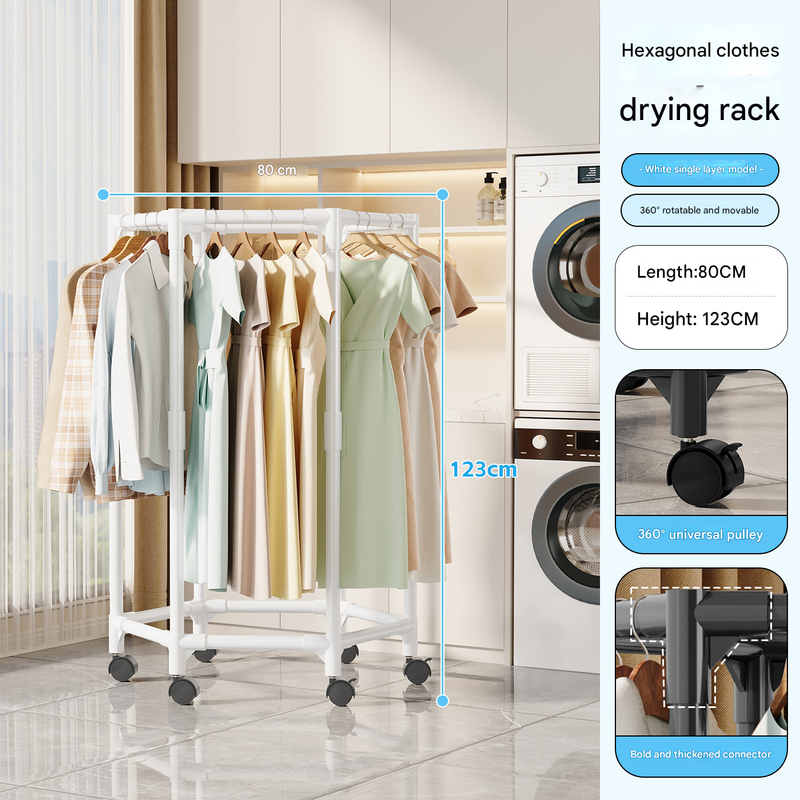 White single layer 360° Rotating Portable Garment Rack - Heavy Duty Rolling Clothes Stand with Wheels for Bedroom & Laundry Tristar Online