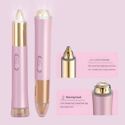 2-in-1 Electric Hair Remover for Women - Eyebrow Trimmer & Facial/Body Shaver with LED Light, USB-C Rechargeable(pink) Tristar Online