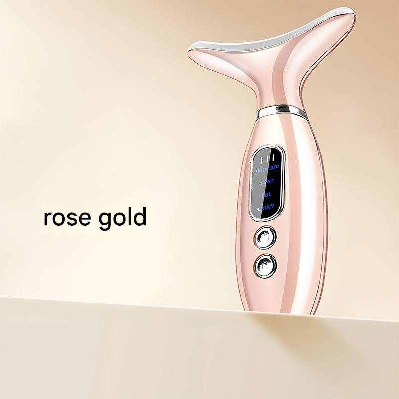 Multi-Functional Neck & Face Beauty Massager - Constant Heat, Ion Infusion & Sonic Vibration(gold) Tristar Online