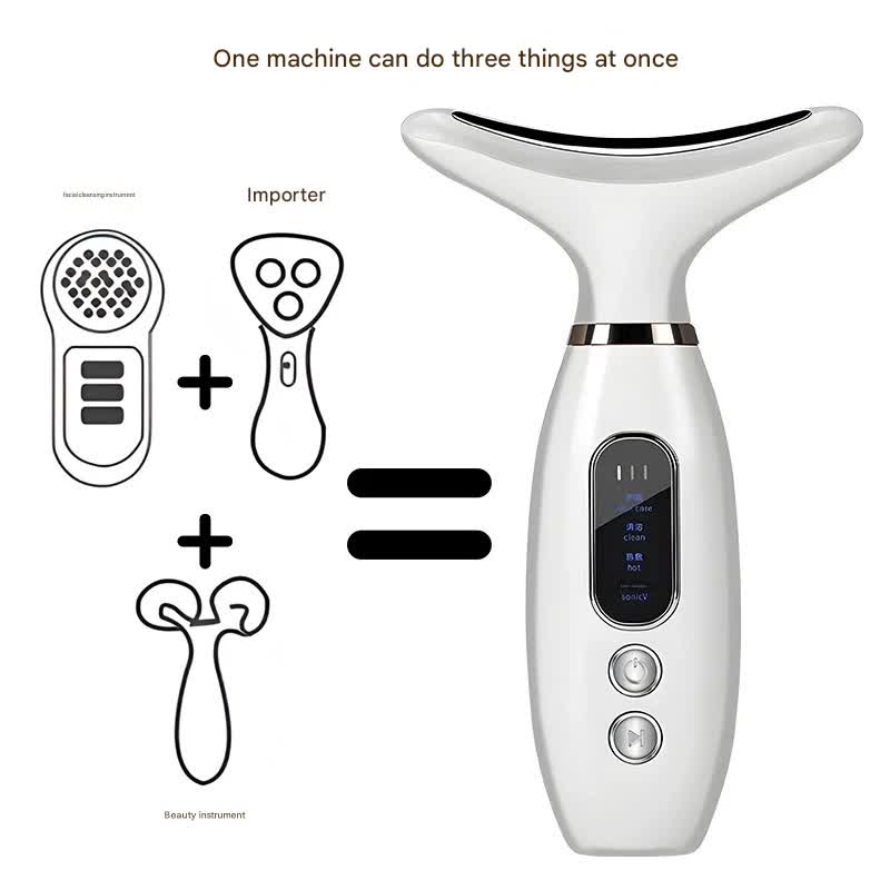 Multi-Functional Neck & Face Beauty Massager - Constant Heat, Ion Infusion & Sonic Vibration(gold) Tristar Online
