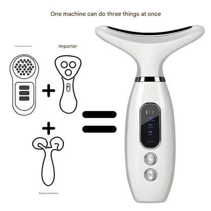 Multi-Functional Neck & Face Beauty Massager - Constant Heat, Ion Infusion & Sonic Vibration(gold) Tristar Online