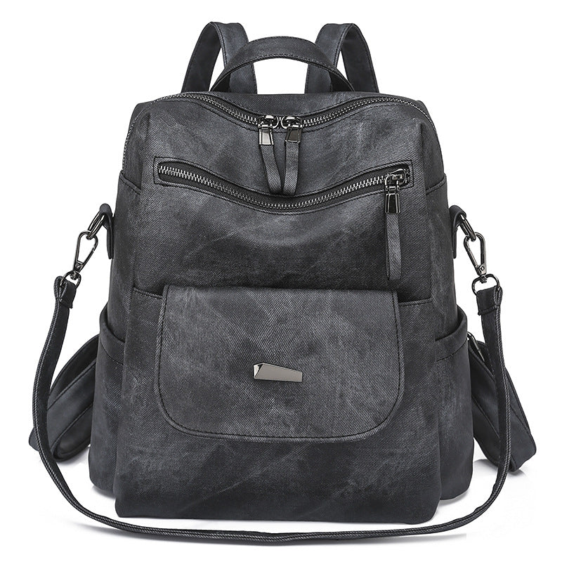 Stylish Women's PU Leather Backpack - Versatile Shoulder Bag with Multiple Pockets(black) Tristar Online