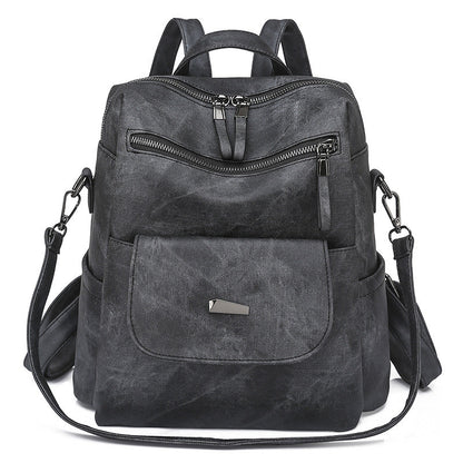 Stylish Women's PU Leather Backpack - Versatile Shoulder Bag with Multiple Pockets(black) Tristar Online
