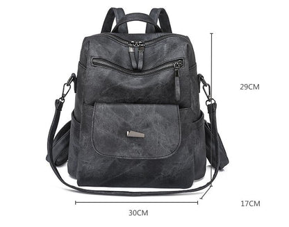 Stylish Women's PU Leather Backpack - Versatile Shoulder Bag with Multiple Pockets(black) Tristar Online