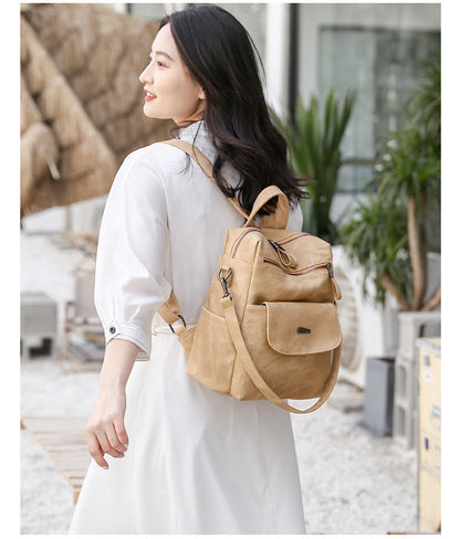 Stylish Women's PU Leather Backpack - Versatile Shoulder Bag with Multiple Pockets(black) Tristar Online