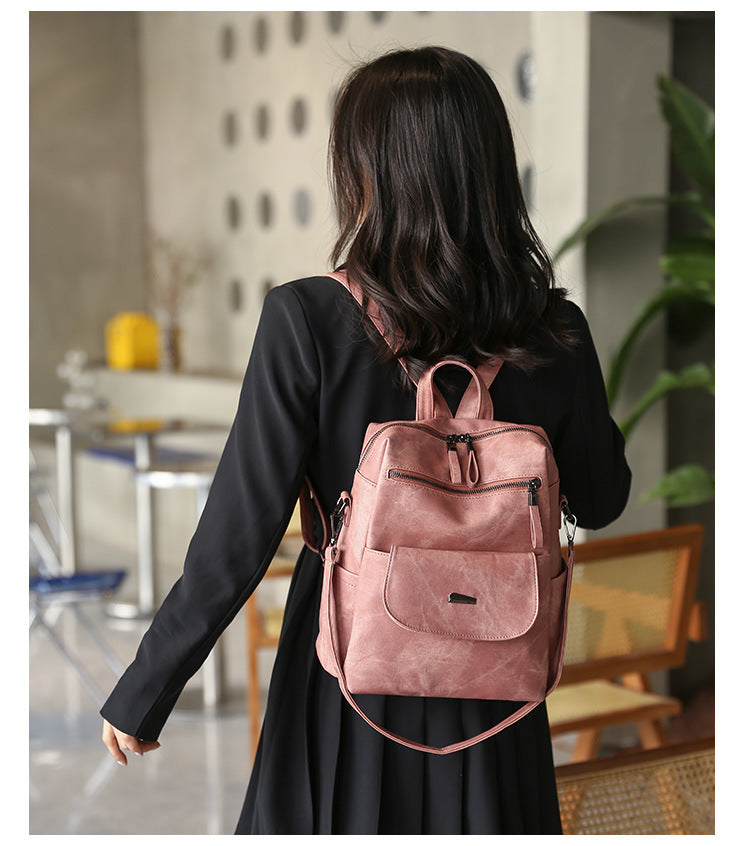 Stylish Women's PU Leather Backpack - Versatile Shoulder Bag with Multiple Pockets(black) Tristar Online