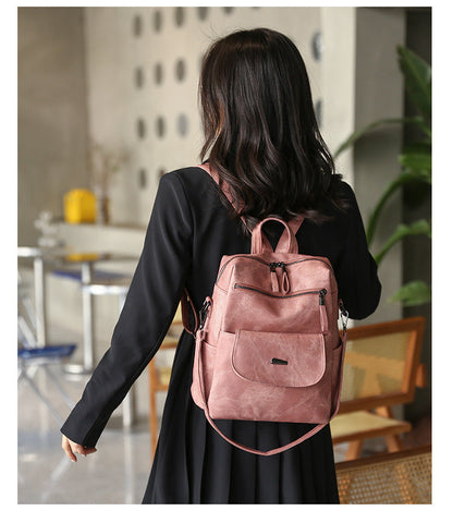 Stylish Women's PU Leather Backpack - Versatile Shoulder Bag with Multiple Pockets(black) Tristar Online