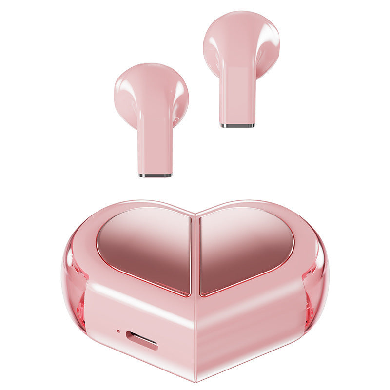 Mini True Wireless Bluetooth 5.3 Earbuds - Heart/Capsule Case, Touch Control, Auto-Connect(pink) Tristar Online