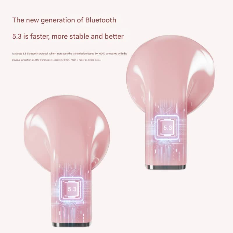 Mini True Wireless Bluetooth 5.3 Earbuds - Heart/Capsule Case, Touch Control, Auto-Connect(pink) Tristar Online