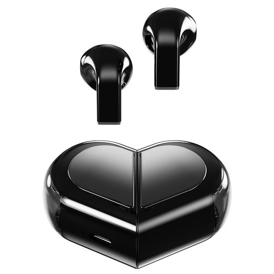 Mini True Wireless Bluetooth 5.3 Earbuds - Heart/Capsule Case, Touch Control, Auto-Connect(black) Tristar Online