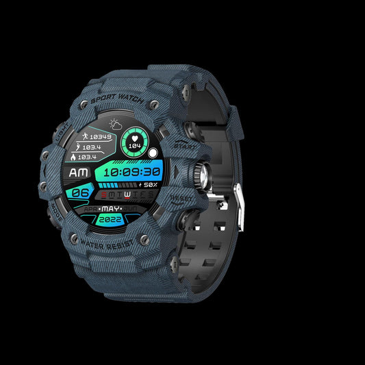 Rugged Outdoor Sport Smartwatch - HD Display, Compass, Flashlight, 100+ Sports Modes, Health Monitoring & Bluetooth Calls(Denim blue) Tristar Online