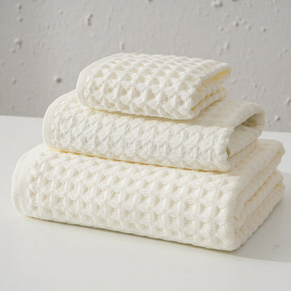 Luxurious 100% Cotton Waffle Weave Towel Set - 3-Piece Absorbent, Quick-Drying & Soft(White) Tristar Online