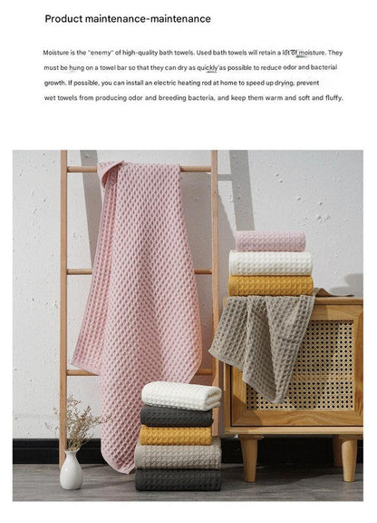 Luxurious 100% Cotton Waffle Weave Towel Set - 3-Piece Absorbent, Quick-Drying & Soft(Pink) Tristar Online