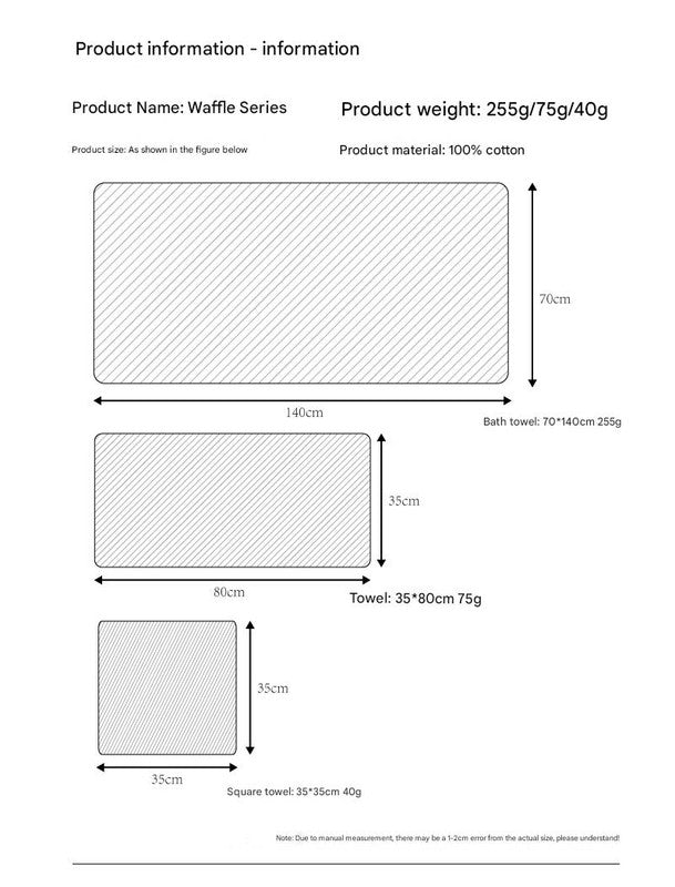 Luxurious 100% Cotton Waffle Weave Towel Set - 3-Piece Absorbent, Quick-Drying & Soft(Light Brown) Tristar Online