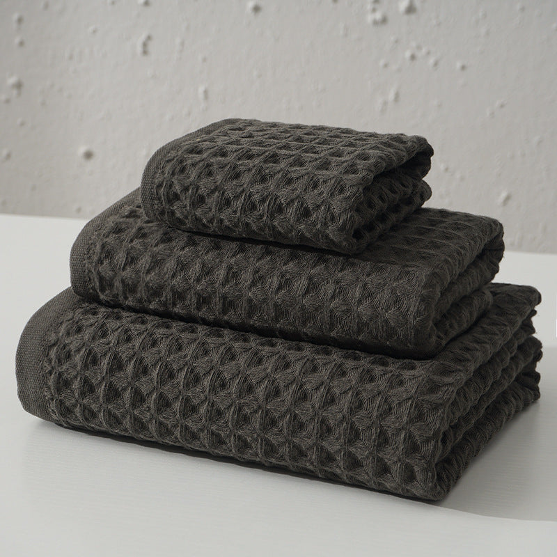 Luxurious 100% Cotton Waffle Weave Towel Set - 3-Piece Absorbent, Quick-Drying & Soft(Dark Brown) Tristar Online