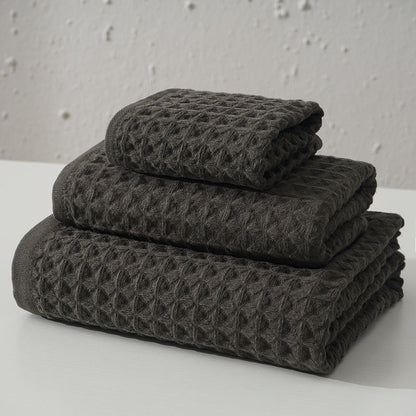 Luxurious 100% Cotton Waffle Weave Towel Set - 3-Piece Absorbent, Quick-Drying & Soft(Dark Brown) Tristar Online