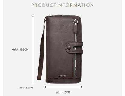Two pieces High-Capacity PU Leather Clutch Wallet - Unisex Design with Wrist Strap, Zipper & Multiple Card Slots(Light brown) Tristar Online