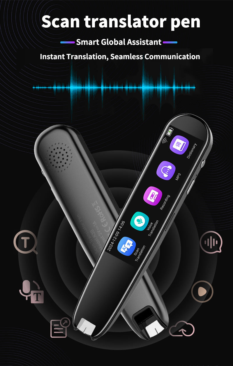 Smart AI Scan & Voice Translator Pen - 112+ Languages, Offline Mode, HD Touchscreen & Dictionary(black) Tristar Online