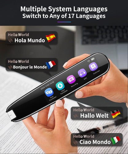 Smart AI Scan & Voice Translator Pen - 112+ Languages, Offline Mode, HD Touchscreen & Dictionary(black) Tristar Online