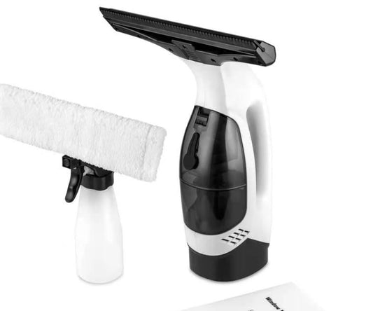 Cordless Window & Surface Vacuum Cleaner Kit - Rechargeable, Streak-Free Squeegee with Spray Bottle(White) Tristar Online