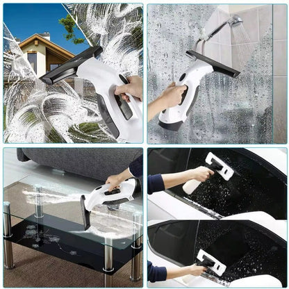 Cordless Window & Surface Vacuum Cleaner Kit - Rechargeable, Streak-Free Squeegee with Spray Bottle(White) Tristar Online