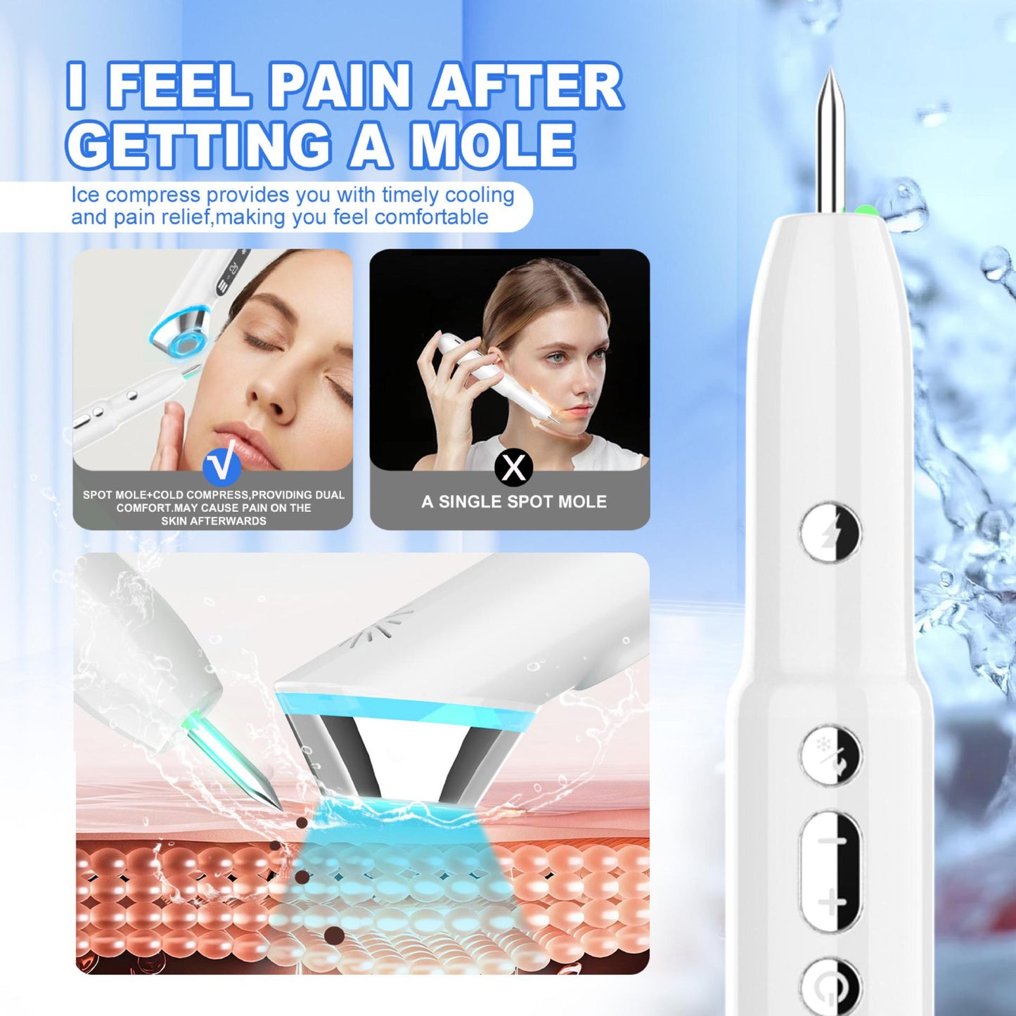 Advanced 3-in-1 Skin Care Device: 15-Level Spot Remover Pen with Hot & Cold Facial Therapy(White) Tristar Online