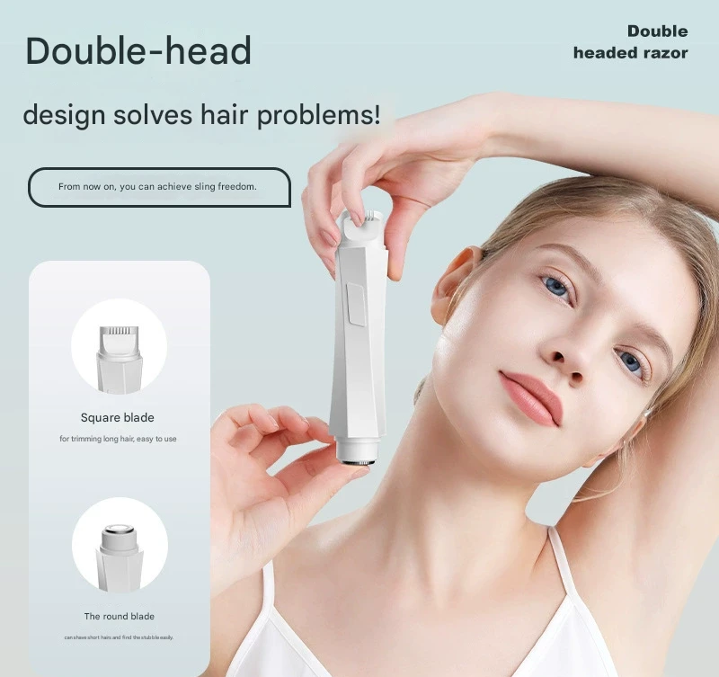 2-in-1 Women's Electric Body Shaver & Facial Trimmer - IPX7 Waterproof, Dual Head with Ceramic Blades, USB Rechargeable(White) Tristar Online