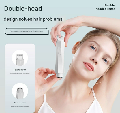 2-in-1 Women's Electric Body Shaver & Facial Trimmer - IPX7 Waterproof, Dual Head with Ceramic Blades, USB Rechargeable(White) Tristar Online