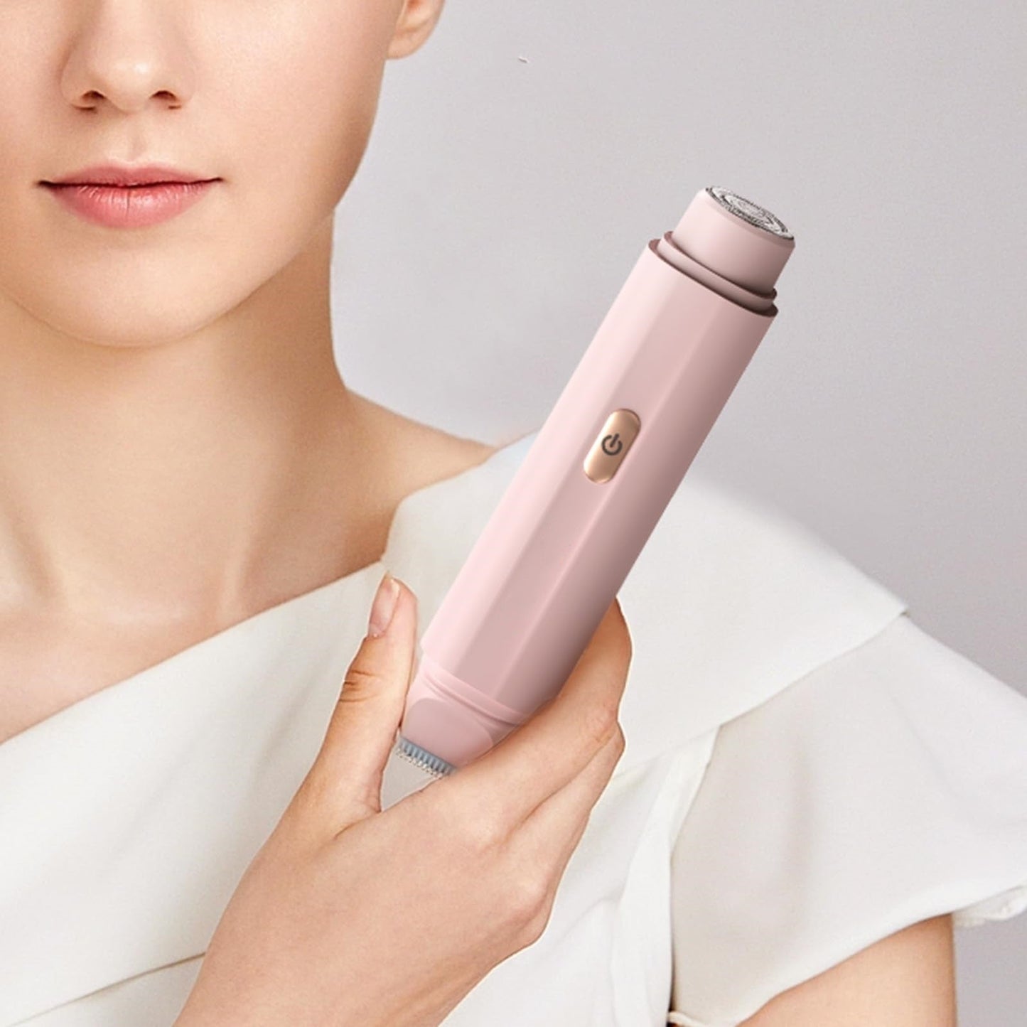 2-in-1 Women's Electric Body Shaver & Facial Trimmer - IPX7 Waterproof, Dual Head with Ceramic Blades, USB Rechargeable(White) Tristar Online