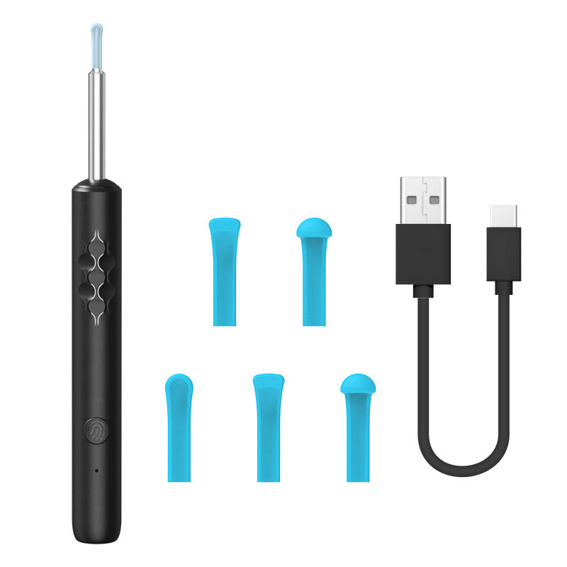 Smart Visual Ear Cleaner with HD WiFi Camera - Gentle Silicone Tips, USB-C Rechargeable Otoscope for Safe Ear Wax Removal(Black low-level version) Tristar Online