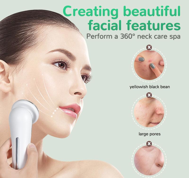 White Multifunctional Facial Beauty Wand with LED Photon Therapy, Hot Compress & Sonic Vibration(White) Tristar Online