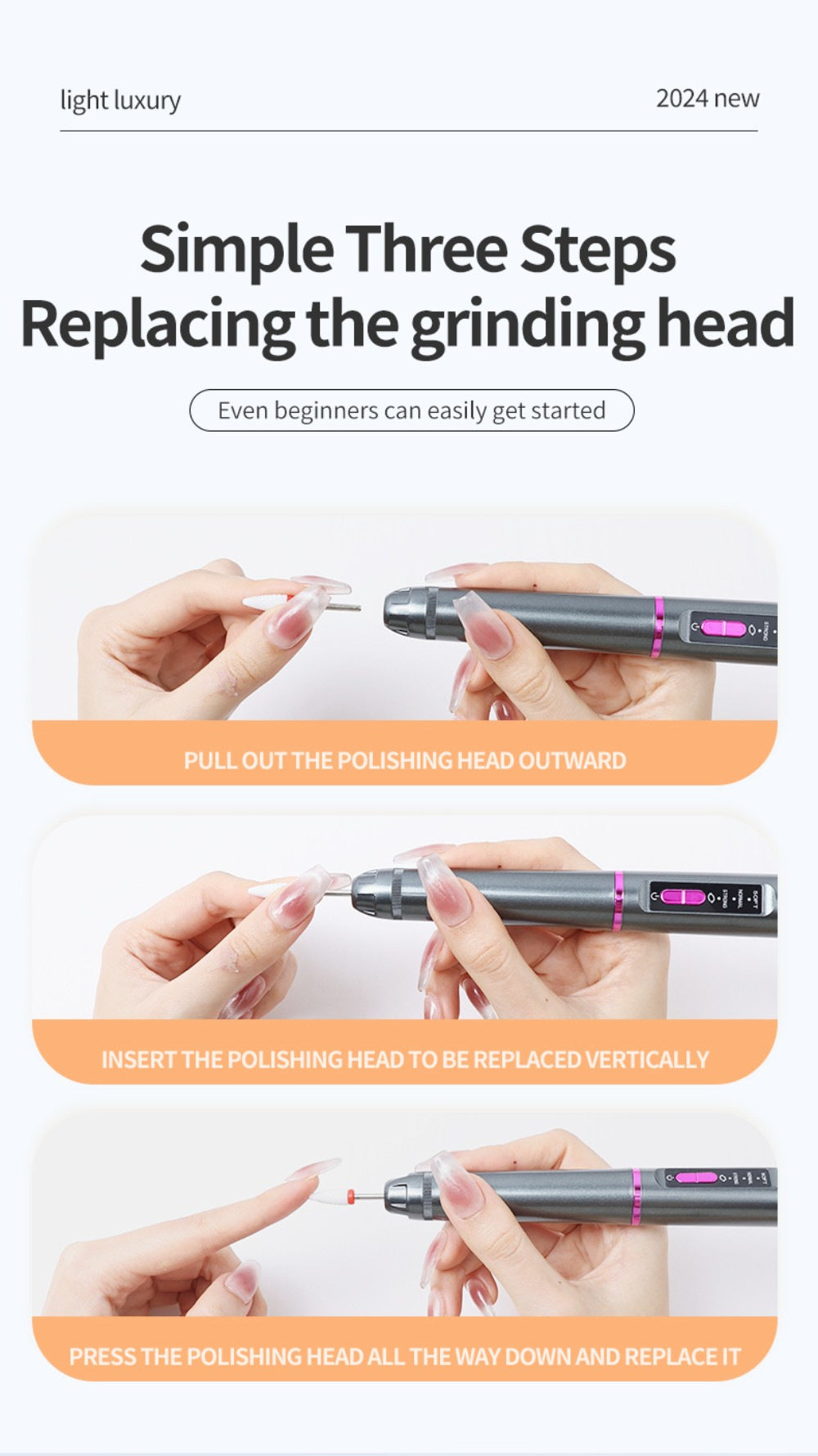 Professional Electric Nail Drill Pen Kit - 3-Speed, Bidirectional, Rechargeable Manicure & Pedicure Tool(Silver Gray) Tristar Online