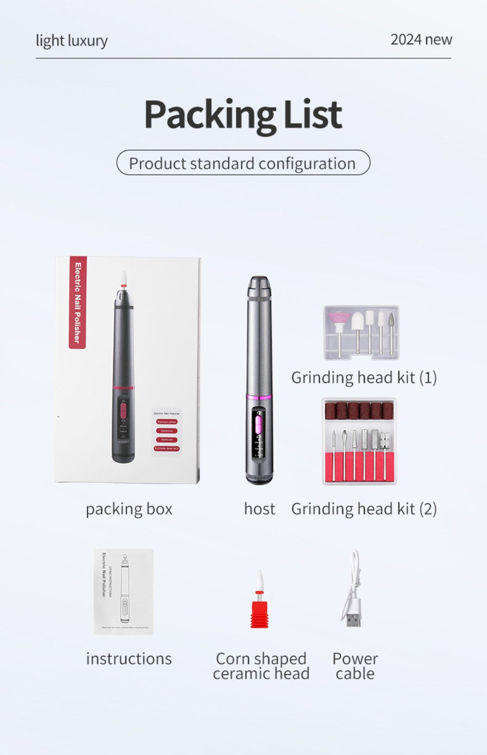 Professional Electric Nail Drill Pen Kit - 3-Speed, Bidirectional, Rechargeable Manicure & Pedicure Tool(Silver Gray) Tristar Online