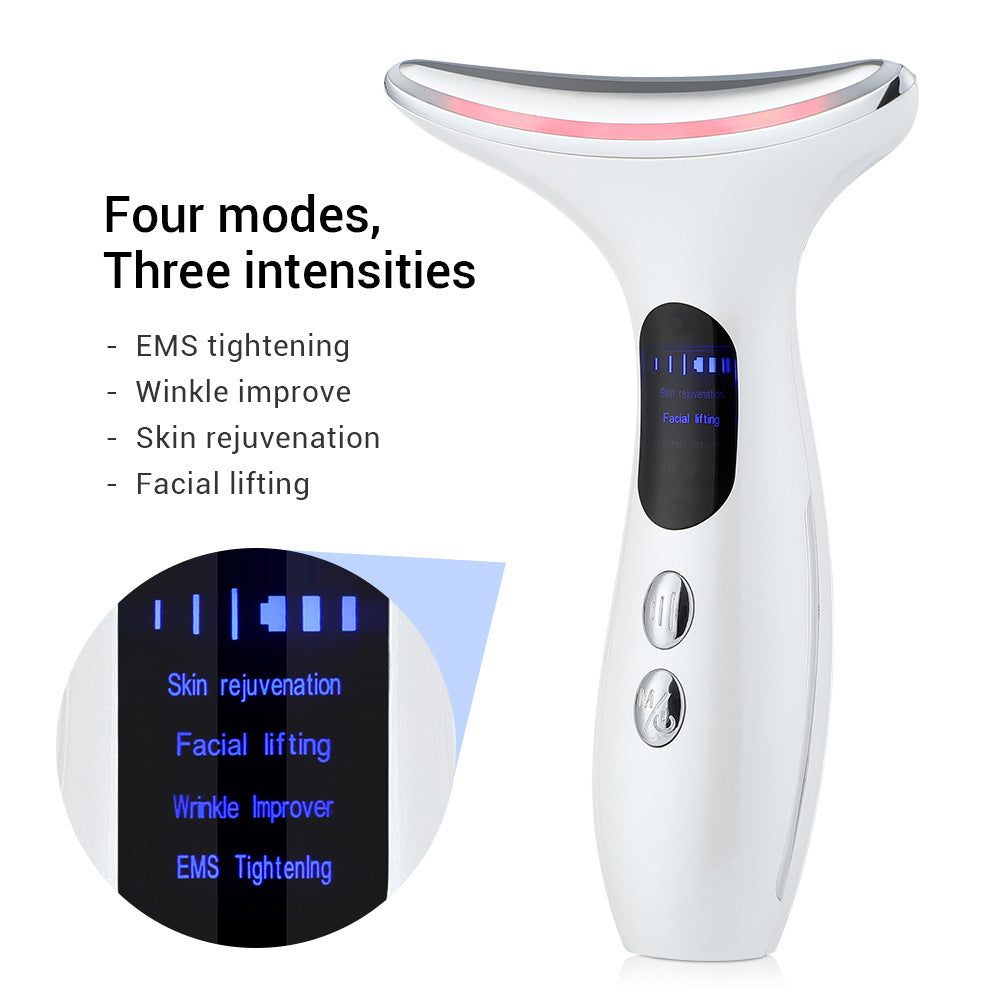 Multi-Function Neck & Face Beauty Device - 4-in-1 LED Light Therapy, EMS Lifting & Anti-Wrinkle Massager(black) Tristar Online