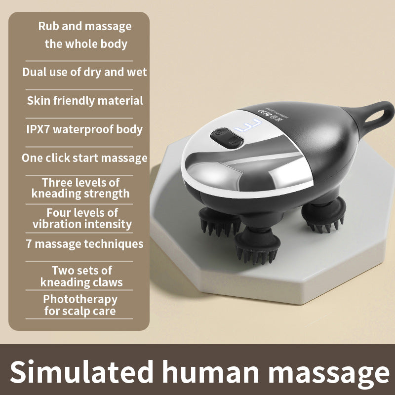 Intelligent 3D Electric Head & Scalp Massager - 7 Massage Techniques, IPX7 Waterproof, Rechargeable(black) Tristar Online