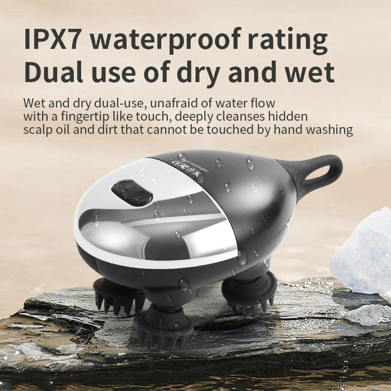 Intelligent 3D Electric Head & Scalp Massager - 7 Massage Techniques, IPX7 Waterproof, Rechargeable(black) Tristar Online