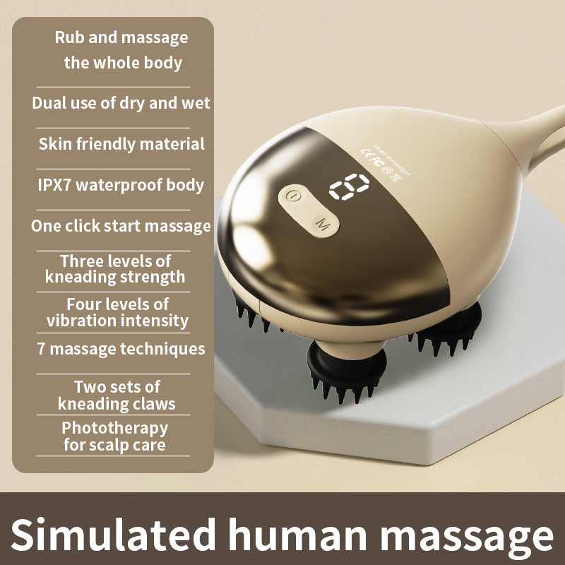 Intelligent 3D Electric Head & Scalp Massager - 7 Massage Techniques, IPX7 Waterproof, Rechargeable(Yellow) Tristar Online